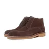 Mode rétro hiver café/bleu foncé hommes bottines en cuir véritable Chelsea bottes hommes chaussures de plein air