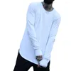 Men's T Shirts Stylish Men Top Split Hem Base Round Neck Pure Color Autumn Match Pants