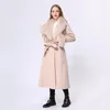 Kobiety wełny damskie łączy długi płaszcz luksusowy futra mankiet mankiet kasakowy róg płaszcz ciepła zimowa wiosna 2023