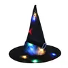 Halloween Witch Hat LED Lights Hanging Decor Home Party Decoration Headwear Cap Dress Costume Supplies