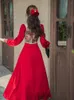 Vestidos casuais Vintage Victorian Style Red Woman Retro Cottage