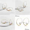 Hoop Huggie Nouvelles Boucles D'oreilles En Cristal Avec Perle Vintage Colorf Brillant Strass Géométrique En Forme De Cercle Boucle D'oreille Pour Lady Wo Dhgarden Dhaw0