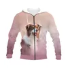 Felpe con cappuccio da uomo Felpe Grafica personalizzata fai-da-te Primavera Autunno Inverno Hip Hop Casual Marca Felpa con cappuccio con zip per cani con stampa 3D animale Poliestere