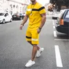 Men's Tracksuits Summer Men's Tracksuit Solid Color T-ShirtShorts Casual Stylish Sweatsuit Set Outfits Sports Jogging Suit Oversized Clothing 230511