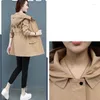 Damengrabenmäntel 2023 Elegante Frauen Frühling Herbst Plus Größe Lose Mit Kapuze Mantel Damen Mode Allgleiches Straße Casual Windjacke F142