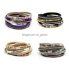 Chain Boho Mtilayer Wrap Cuff Läderarmband Bangle Colorf Crystal Armband Inspirerande personlig gåva för kvinnor tee dhgarden dhx9u