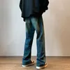 Mäns jeans vintage hög midja män harajuku casual kvinnor streetwear lös rak denim byxor manliga breda benbyxor unisex