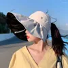 Wide Brim Hats Women Summer Sun Hat Foldable Large Empty Top UV Protection Female Beach Sunscreen Cap