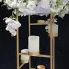 Décoration de fête 3 pièces) mariage or géométrique métal support de fleur centres de table de mariage pour Vase de Table 1763
