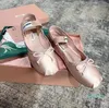 Ballet Fashion Designer Dance Shoes 2023 Satin ballerinas Platform Bowknot Shallow Mouth Single Shoe flat sandals for women 35-40