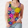 Women's Tanks Fashion Women's Sleeveless Flower T-shirt Printing Casual Summer Selling Temperament Tank Top Large