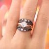 Обручальные кольца Ufooro Ring Set 3pcs Chrysanthemum Цветочный розовый золотой цвет винтаж для женщин дизайн модные украшения