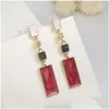 Ciondola il lampadario New Trendy Simple Design Orecchini geometrici per le donne Ragazze Red Stone Gioielli di moda in stile coreano Drop D Dhgarden Dhrwq