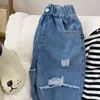 Jeans Baby Girl Boy Cotton Pocket Denim Pant Spring Herfst Kind Midden Taille Jeans Solid Color Casual Trouser Babykleding 12m-10y 230512