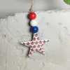 Supplies New Independence Wooden Beads Cotton Five Pointed Star Hanging Decoration American National Flag Color Pattern Decoration P230512