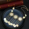 Pendant Necklaces Neovisson Turkish Round Flower Shape Coin Chain Gold Plated Women Necklace Arabic Wedding Jewelry Ethnic