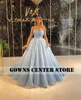 Party Dresses Sky Blue Formal Dress Elegant Tulle kväll för kvinnor Bröllopsfödelsedagsmiddagsklänningar En linjeklänning med Delt Rob