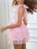 Robes de soirée Sweet Mini Homecoming Short Holiday Wear Une épaule Bow sans manches Pure Color Tiered Tulle Ruffles Custom Made