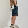 Heren jeans zomer zware Japanse tijstijl gereedschap heren losse rechte overzicht denim shorts medium broek