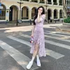 Casual Kleider Kleider Frauen Sommer Urlaub Tunika A-LINE Mode Party Vestidos Ins Süße Schulmädchen Print Midi All-match Eleganter Quadratischer Kragen 230512