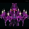 Ljuskronor Candle Crystal Chandelier Lighting Clothing Store Cafe Purple Light West Restaurant Bar KTV Moderna kreativa lampor