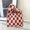 Evening Bags Female 90s Fashion Aesthetic Y2k Crochet Japanese Knot Bag Knitted Woven E Girl Emo Checker Harajuku Stylish Small Pouch