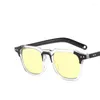 Sonnenbrille Vintage Square Women Mirror Retro Nieten gelbe Sonnenbrille Männer Frauenmarke Designer Fashion Schwarz