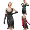 Casual jurken Tassel Dress Europa Verenigde Staten Retro kleding Latijnse dansbal pailletten kralen