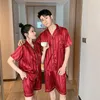 Vêtements de nuit pour hommes 2023 été Homewear Couple pyjamas ensemble à manches courtes Satin soie mince grande taille lâche hommes femmes deux pièces costume décontracté