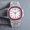 Handgefertigte Diamond Watch Mens Uhren Automatische mechanische 8215 Bewegung 40 mm Saphir wasserdichte Frauen Armband Montre de Luxe
