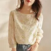 Damenblusen, koreanische Chiffonbluse, Damen, 2023, Frühling, Sommer, Outfits, Dreiviertelärmel, Rundhalsausschnitt, Tops, Damenmode, lässig, S-XXXL