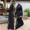 Ethnic Clothing Adult Unisex Traditional Clothing Women Men Ancient Chinese Come Hanfu Black Bamboo Embroidery Couple Streetwear Set Outfits G230428