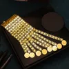 Cazibe bilezik madeni para püskülleri altın kaplama mücevherler Türk Arap kuş manşet etnik kadınlar hediyeler bijoux de lüks femme 230511