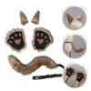 Couvre-chef Accessoires pour cheveux Ensemble de costumes Oreilles Gants de patte de queue Animal Fantaisie Kit pour adultes Halloween Cosplay s 230512