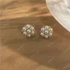 New pearl flower fashion earrings stereo sense senior French retro style sweet ear ring for girls