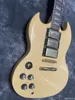Lewą ręką elektryczna krem ​​gitarowy sprzedawany kolorowe złote części hhh pickupy melodne m mostu i stop ogon biały wiązanie risewate palce