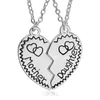 Hänge halsband 1 Set Mother Daughter Heart Necklace Sparcing Graved Letter Love for Women Girls Mom smyckespresent