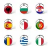 Keychains Southern European Countries Flag Keychain Spain Italy Portugal Greece Romania Croatia Andorra Foreign Friends Gift