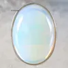 Klusterringar 1 st smycken gåva justerbar ring för kvinnor män natursten oval pärla vit opal finger z103
