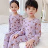 Pękama wiosna jesienna zima chłopcy dziewczęta piżama bawełniana bawełna ciepła gęstość dzieci dzieci samobójcze termiczne bezszwowe piżamy dla niemowląt 230511