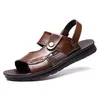 Slippers Black Calf Leather Men Sandals Sports Summer Cow leather Sanadls Male Beach Shoes Can Be wear for 10 Years 230511