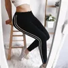 Leggings femininas 2023 preto altamente para mulheres esportes de ginástica ioga de ioga cinza listrado calças de tamanho grande casual fitness pantalon mujer