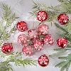 Kwiaty dekoracyjne kulki świąteczne 2023 Dekor drzewa okrągłe plastikowe czerwoną kulkę galwaniczne brelok do sypialni festiwal dekoracji