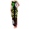 Casual Dresses Palm Leaf Micronesia Rasta Color Ankomst Samoa Polynesia Kvinnor Slim Fit Sleeveless Kjol
