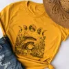 Kadın Tişörtleri Kuakuayu Hjn Cottagecore Frog Moon Faz T-Shirt Kadınlar Kısa Kollu Estetik Gotik Gömlek Vintage Göksel Grafik Tee