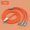3 In 1 Fast Charging Cable 6A 120W Metal Liquid Silicone Type C Micro USB Data Charger Cable 1.2M Line For iPhone Android