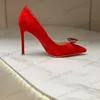 2023 Scarpe eleganti da donna Tacchi alti in vera pelle Punta a punta sexy 8,5 cm 10,5 cm Décolleté Suola Abito da sposa Scarpe Nude Nero Lucido Taglia 34-42