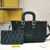 Designer -Hand Woven Tote Bags Women Handabgs Composite Bag Open Beach Bag Designer Straw Knitting Bags Large Capacity Fashion Letter Printing Purse Flat Pouch Coin