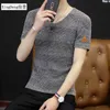 Męskie koszulki Xingdeng marka oddychająca odzież v szyja męska T-koszula męska moda fitness swobodne luźne tshirty plus m-6xl 230512