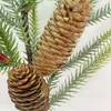 Decorative Flowers Plastic Artificial Plant Simulation Pine Needle Branches Golden Bells Red Fruit Christmas Atmosphere Ornaments Garden